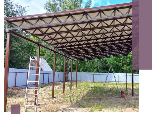 Односкатные навесы под ключ в Кунгуре — изготовление и монтаж