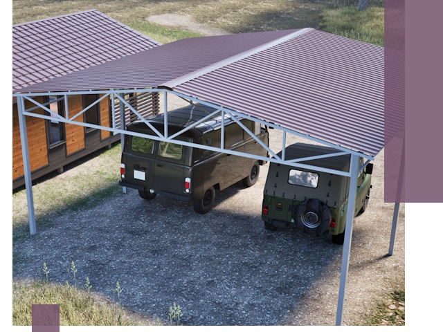 Двускатные навесы под ключ в Кунгуре — изготовление и монтаж