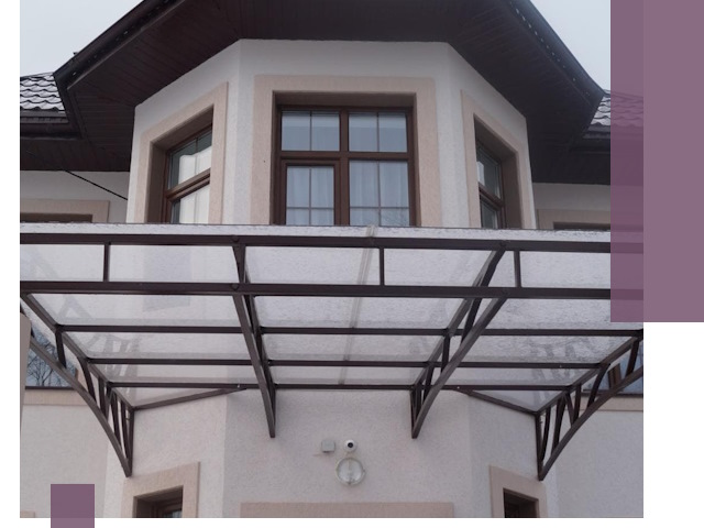 Козырьки из поликарбоната под ключ в Кунгуре